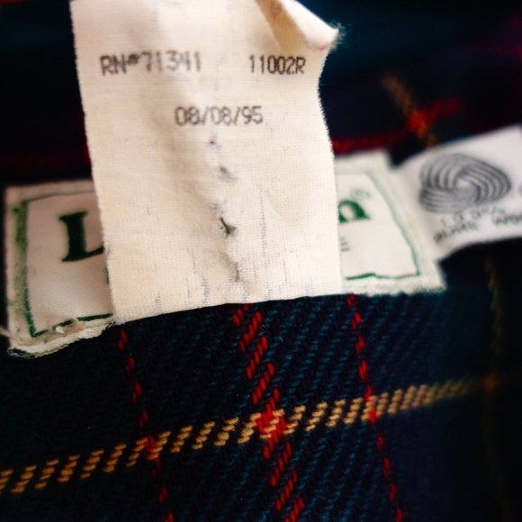 VINTAGE LL Bean Coat Women 12 Wool Green Toggle Plaid Lining Jacket LARGE USA - Picture 13 of 14